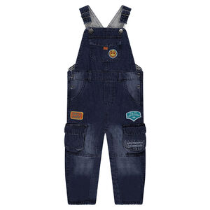 Salopette en jeans effet used doublée jersey Smiley  