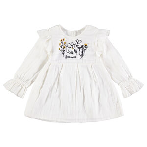 Tunique en coton fantaisie avec souris et fleurs brodées 