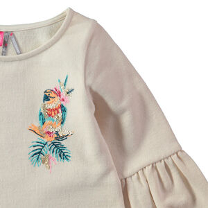 Sweat en molleton à manches ballon et broderie florale 