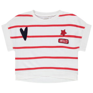 Sweat en molleton manches courtes avec badges en bouclette 