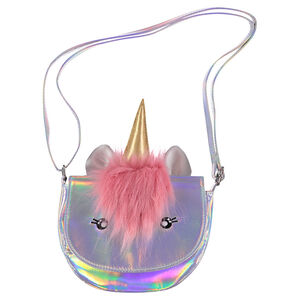Sac licorne bandoulière iridescent avec fausse fourrure 