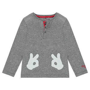 Tee-shirt manches longues en jersey twisté avec mains de Mickey patchées Disney  
