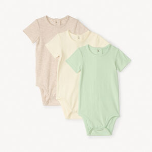 Lot de 3 bodies manches courtes uni pour bébé garçon 
