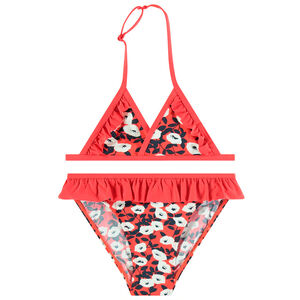 Maillot de bain 2 pièces à imprimé floral et volants 