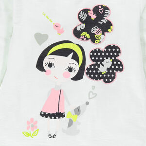 Tee-shirt manches longues avec print fillette fantaisie 