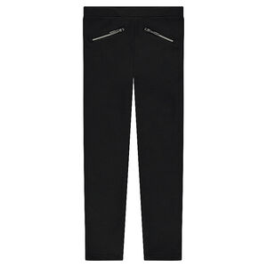 Jegging en milano uni avec poches zippées et bandes côtés 