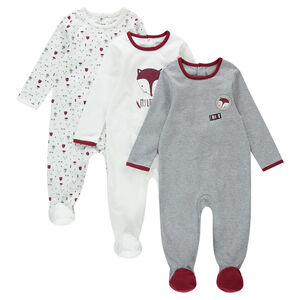 Lot de 3 dors-bien en jersey avec renards printés et badges 