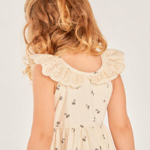 Robe sans manches à col en broderie anglaise imprimé cerises fille 