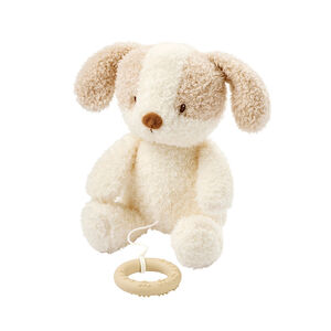 Peluche musicale bébé chien - 25cm - Fanfan - Teddy écru 
