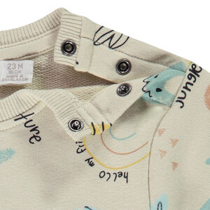 Ensemble en molleton sweat imprimé jungle + jogging uni pour bébé garçon 