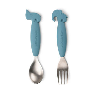 Set de 2 couverts Yummy Deer Friends bleu 