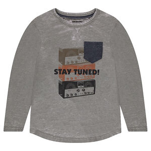 Junior - Tee-shirt manches longues en jersey effet délavé avec print vintage 