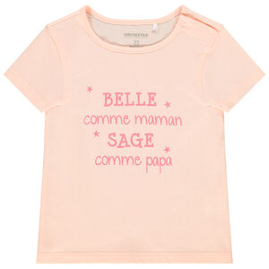 T-shirt manches courtes à message pour bébé fille 