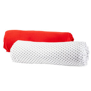 Set de 2 draps housse imprimé pois/uni 