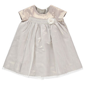 Robe de fête manches courtes bi-matière avec tulle 