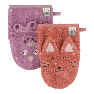 Lot de 2 gants de toilette Mrs Cat et Mrs Peacock 