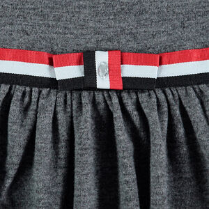 Robe manches longues avec bandeau tricolore et noeud 