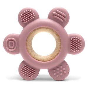 Anneau de dentition silicone Fleur/Hêtre Rose 
