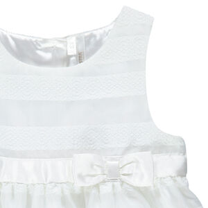 Robe de cérémonie blanche avec rayures et noeud satiné 