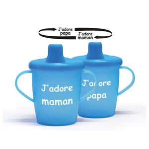 Gobelet J’adore maman/j’adore papa - Azur 