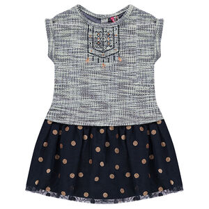 Robe manches courtes bi-matière 