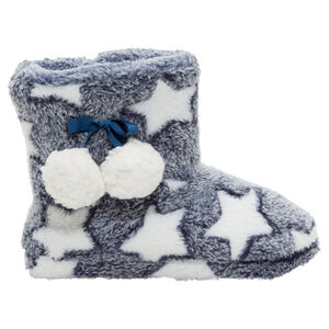 Chaussons forme bottes en sherpa entièrement fourrés avec pompons du 24 au 27 