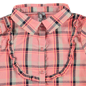 Chemise manches longues à carreaux avec découpe volantée 