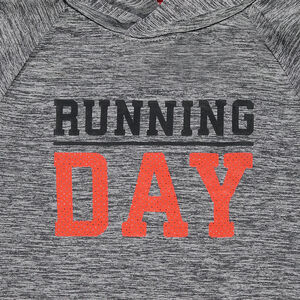 Tee-shirt manches courtes à capuche avec inscription effet mesh sur le devant 