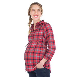 Chemise manches longues de grossesse à carreaux 
