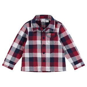 Chemise manches longues à carreaux doublée jersey 