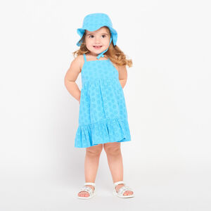 Ensemble robe + charlotte en broderie anglaise unie pour bébé fille 