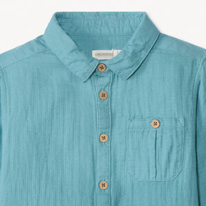 Chemise manches longues uni avec poche garçon 