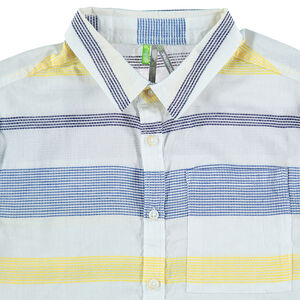 Junior - Chemise manches courtes à rayures en jacquard et poche 