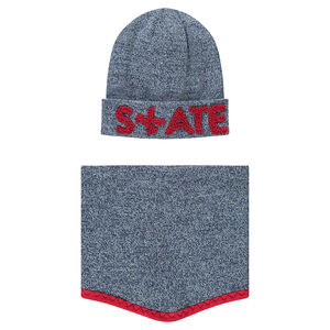 Ensemble bonnet et snood en tricot twisté doublé polaire 