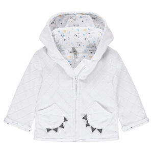 Gilet en velours à croisillons avec capuche fantaisie et doublure jersey imprimée 