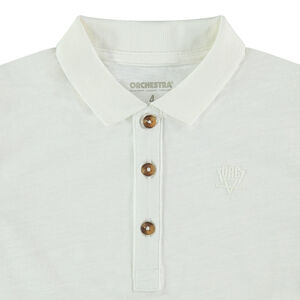 Polo manches longues en jersey slub avec logo printé 