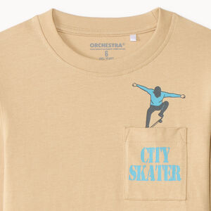 T-shirt manches longues avec poche plaquée et print fantaisie garçon 