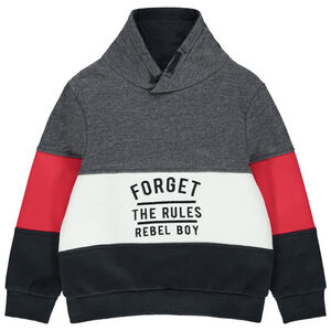 Sweat en molleton tricolore à inscriptions brodées 