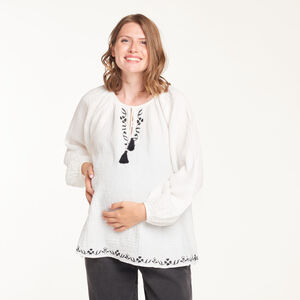 Chemise de grossesse manches longues à broderies 