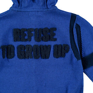 Gilet zippé à capuche avec inscription en bouclette au dos 