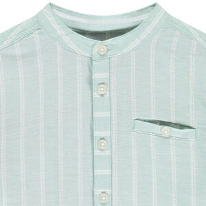 Chemise manches longues à rayures et col mao garçon 
