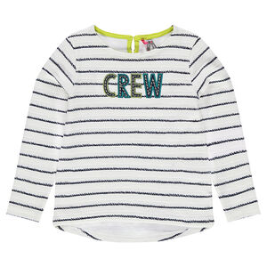 Sweat en molleton rayé avec inscription brodée 