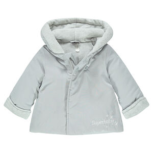 Parka à capuche en microfibre doublée velours 