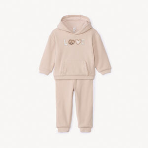 Ensemble jogging velours en nid d'abeille pour bébé fille 