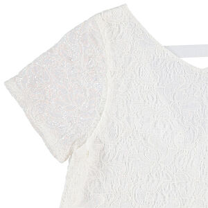 Robe de cérémonie manches courtes en dentelle avec col en V 