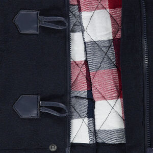 Duffle coat en polyester et laine doublé de flanelle à carreaux 