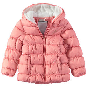 Doudoune matelassée doublée micropolaire à capuche et logo printé 