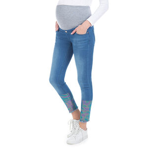 Jeans de grossesse 7/8ème avec enduction effet arc-en-ciel 