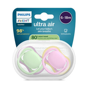 Lot de 2 sucettes silicone 6-18M Ultra Air unies (lot aléatoire) 