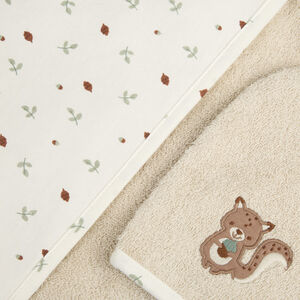 Set de bain avec cape et gant de toilette Roi des Forêts beige 